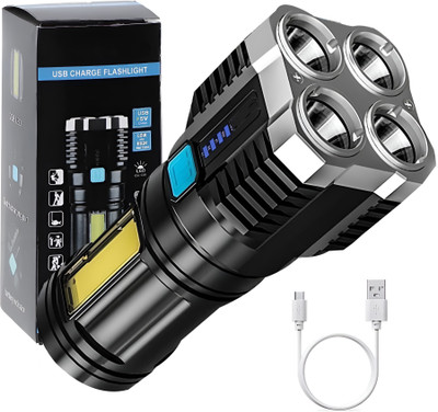 Aseenaa 4in1 LED Rechargeable USB Torch Light With Flash For Study, Outdoor & Indoor Torch(Black, 4.6 cm, Rechargeable)