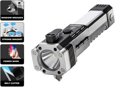Luxurium decor Ultra-Bright LED Hammer Torch Light with Durable Rechargeable Battery Torch(Black, 17 cm, Rechargeable)
