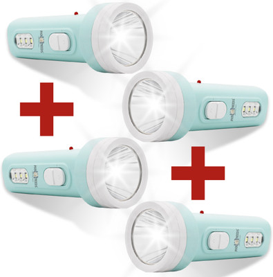 Pick Ur Needs 2 In 1 Rechargeable 25W Mini Torch/Emergency Search Light Pack of 4 4 hrs Torch Emergency Light(Blue, White)