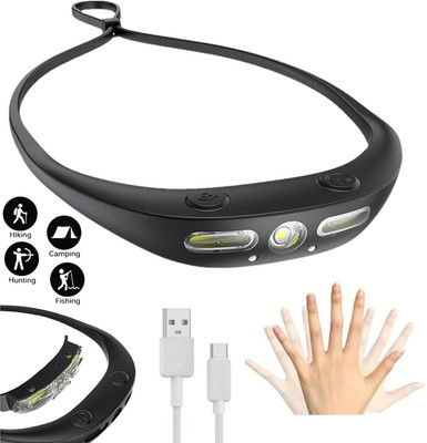 Super Toy 3in1 LED Head Torch Waterproof Rechargeable Sensor Headlamp with Adjustable Band Torch(Black, 13 cm, Rechargeable)
