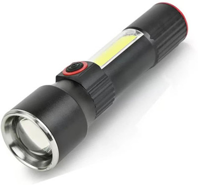 ECOSKY 4 HIGH/LOW/SIDE COB/SIDE STORBE LIGHT MODES ZOOMABLE METAL Torch(Black, 13.5 cm, Rechargeable)