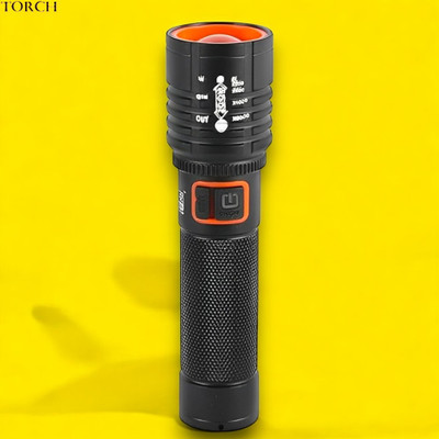 Shamsa X540 (ZOOMABLE LED Metal Torch) 4 Modes Flashlight, Super Bright Torch(Multicolor, 11 cm, Rechargeable)