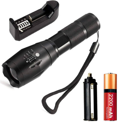 zsd New Most Powerful Comfortable 700 Meter Bright LED Zoomable 12W Flashlight Torch Torch(Black, 13 cm, Rechargeable)