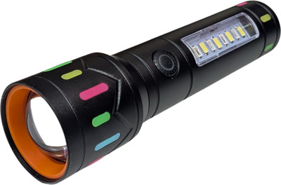 Smuf RL-M33 Zoomable Aluminium Body 5 Modes Flashlight, Super Bright 100W Light Torch(Black, 11 cm, Rechargeable)