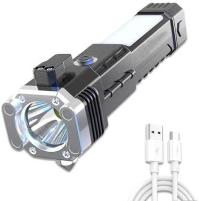 MHAX XYNTAC LED Torch+Hammer+Seat Belt Cutter+Power Bank Torch(Multicolor, 6 cm, Rechargeable)