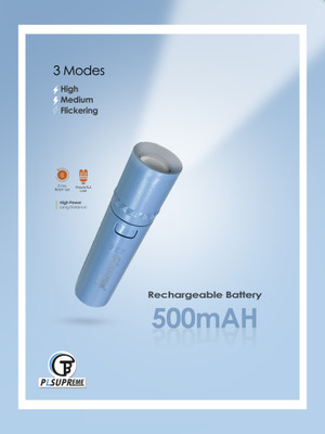 PLSUPREME mini pocket rechargeable torch light with 3 different mode|LED Torch light Torch(Blue, 9.5 cm, Rechargeable)
