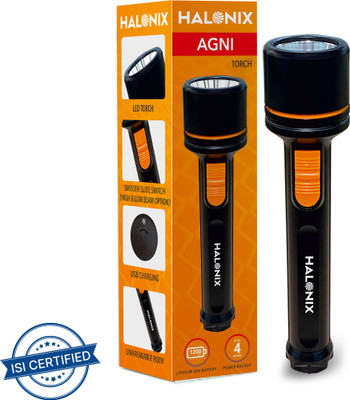 HALONIX 3W Agni Torch(Black, 20 cm, Rechargeable)