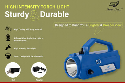 STARDEEP 125W ECO Plus LED Light 4.5 amp. Battery with belt fuse Control Torch(Blue, 19 cm, Rechargeable)