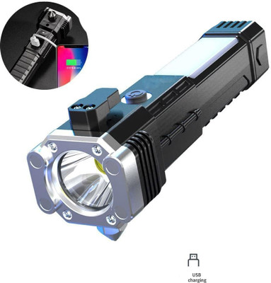 POZUB LED Torch Long Distance Range Torch Light With PowerBank Travelling Torch Torch(Black, 8 cm, Rechargeable)