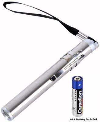 GLOWISH WHITE LED DEEP FOCUS LED PENCIL DOCTOR TORCH WITH AAA BATTERY Torch(Silver, 11 cm)