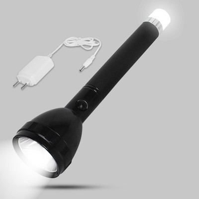CRENTILA 2 In 1 Long Range 50 Watt Led Torch With Back Light Duel Battery Torch(Black, 27 cm, Rechargeable)