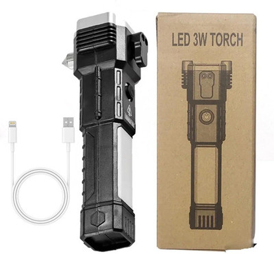 AZUREM 8 IN 1 LED TORCH Torch(Red, Silver, Black, 8 cm, Rechargeable)