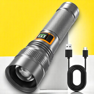 Stybits A173 (ZOOMABLE LED Metal Torch) 4 Modes Flashlight, Super Bright Torch(Multicolor, 11 cm, Rechargeable)
