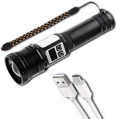 ApexBeam Torch with Adjustable Zoom and Waterproof Case Torch(Black, 17 cm, Rechargeable)