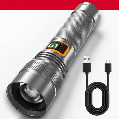 Shamsa A1 (ZOOMABLE LED Metal Torch) 4 Modes Flashlight, Super Bright Torch(Multicolor, 11 cm, Rechargeable)