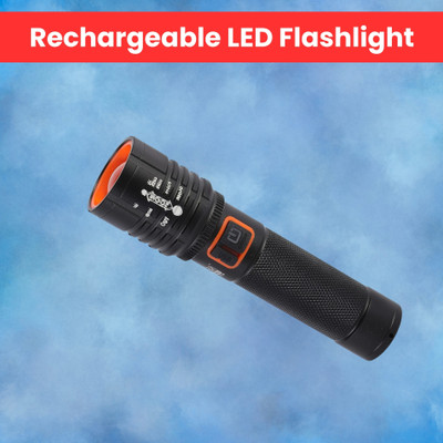 Clairbell Rechargeable Torch Light, Telescopic Zoom, Ultra Bright LED Flashlight L396 Torch(Black, 13.5 cm, Rechargeable)