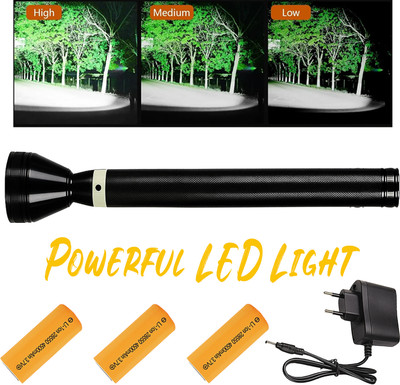 CICASTO Compact Rechargeable Torch with Bright White Light and Sturdy Build Torch(Black, 34 cm, Rechargeable)