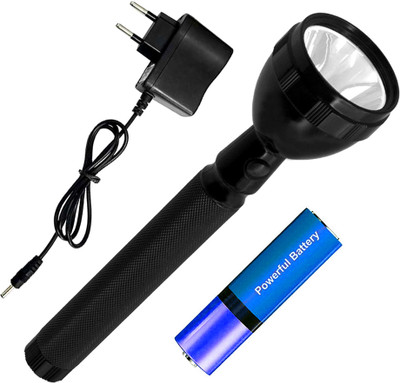 Sebon 2w flashlight Rechargeable 2modes Long Life Powerfull torch Torch(Black, 20.5 cm, Rechargeable)