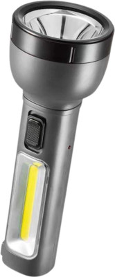 Dp 9165 LED RECHARGEABLE TORCH With 15W Emergency Light + 15W Torch Torch(Grey, 22 cm, Rechargeable)