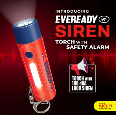 EVEREADY SIREN FLASHLIGHT WITH SAFETY ALARM DL102 Torch(Red, 15 cm, Rechargeable)