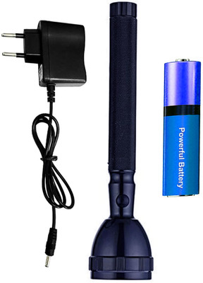 Small Sun Rechargeable Long Range Led 2 in 1 Long Distance Torch Up to 500metar high power 10 hrs Torch Emergency Light(Black)