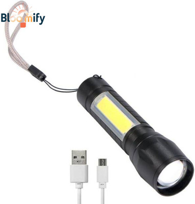 BloomiFy BMT-M2 Waterproof Rechargeable Mini Metal Torch –Pocket-Size High LED Flashlight Torch(Black, 9 cm, Rechargeable)