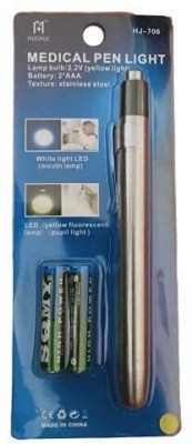 APNA KANHA Aluminum Alloy Mini Portable Medical Pen Light for Pupil Guage,Dentist,Dental LED Yellow Warm Light Flashlight Pocket Medical Torch Light with Convex CREE Led Torch Torch(Steel, 14 cm)