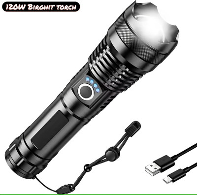 Shamsa X483 M983 (ZOOMABLE METAL LED TORCH)5 Modes Flashlight, Super Bright Torch(Multicolor, 11 cm, Rechargeable)