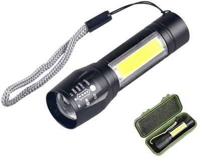 RECTITUDE Best Quality Portable LED COB Flashlight USB Rechargeable Torch(Black, 10 cm, Rechargeable)
