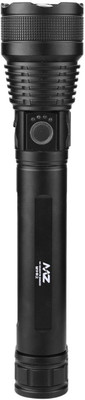MZ M982 (ZOOMABLE METAL LED TORCH)5 Modes Flashlight, Super Bright 200 W LED Light Torch(Black, 24 cm, Rechargeable)