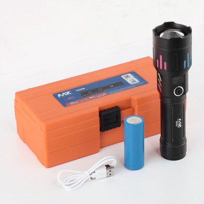 MZ M988 METAL ZOOMABLE TORCH Super Bright 150W Light, 5 Modes Flashlight Torch(Black, 18.2 cm, Rechargeable)