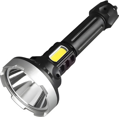 Kavyashine Double Light Source Modes Rechargeable Portable Flashlight with USB Charger, 5W. Torch(Black, 21 cm, Rechargeable)