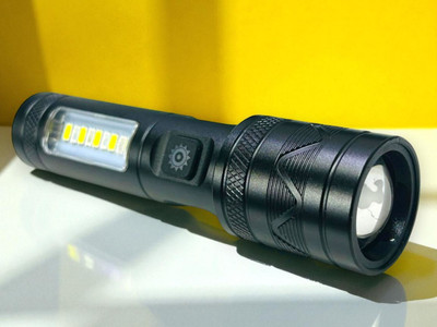 Stybits X392 (ZOOMABLE METAL LED TORCH) 3 Modes Flashlight, Super Bright Torch(Black, 4 cm, Rechargeable)
