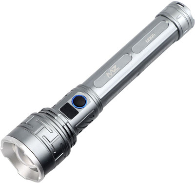 MZ M990 (RECHARGEABLE LED METAL TORCH) Zoomable 300W with 5200mAh Battery Torch(Silver, 25 cm, Rechargeable)