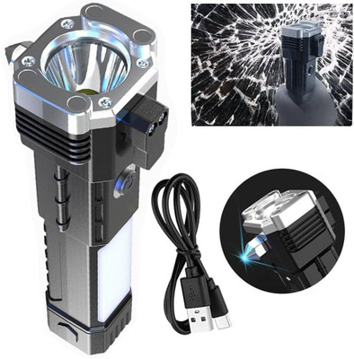 Sebon 4 IN 1 modes 100 mtr Long Life Rechargeable High Power flashlight Torch(Multicolor, 15 cm, Rechargeable)