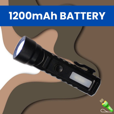 Clairbell USB Rechargeable Torch with Ultra-Bright LED Front and Side Angle COBB LightY26 Torch(Multicolor, 15 cm, Rechargeable)