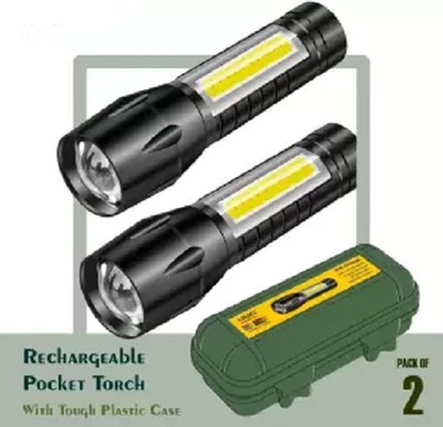 S S Enterprises Mini Light with 3 Modes Adjustable for Emergency Activities Pack of 2 Torch(Black, 9 cm, Rechargeable)