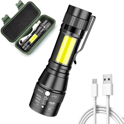 HRIDDHI The ZY-C702: A Portal to Unexplored Shadows, Where Twin Lights Guide the Way Torch(Black, 16 cm, Rechargeable)