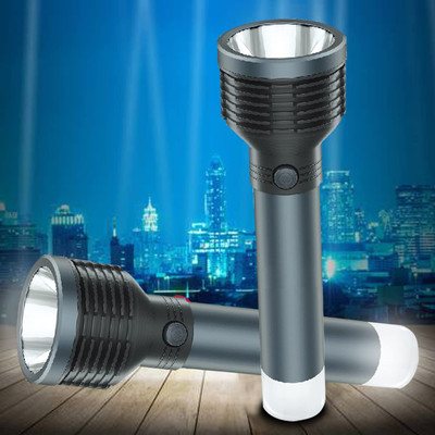 NKZ 2 in1 Waterproof Led Flashlight Torch With Rechargeable Battery and 2 Modes 8 hrs Torch Emergency Light(Grey, Black)