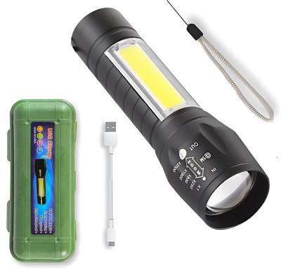 Regals Choice COB LED Pocket Torch | USB Rechargeable High Brightness Light Torch(Black, 9 cm, Rechargeable)