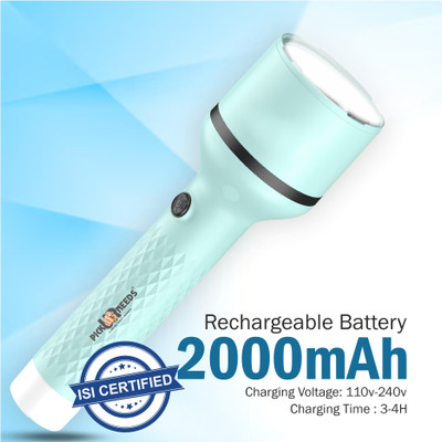 VR Bright Lite Rechargeable Torch Emergency Light With 4 Mode Light Type C Fast Charging Torch(Blue, 19 cm, Rechargeable)