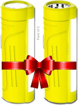 Pick Ur Needs Emergency Mini Pocket LED Light With 1200 mAh Lithium Battery Pack of 2 Torch(Yellow, 10 cm, Rechargeable)