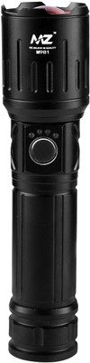 MZ M981 (ZOOMABLE METAL LED )5 Modes Flashlight, Super Bright 150W Light Torch(Black, 17 cm, Rechargeable)