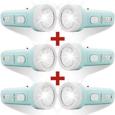Pick Ur Needs 2 In 1 Rechargeable 25W Mini Torch/Emergency Search Light Pack of 6 4 hrs Torch Emergency Light(Blue, White)