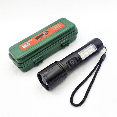FINARO Metal Body Light Long Range 2 in 1 Long Distance Up to 0.4 Km high power Torch(Black, 15 cm, Rechargeable)