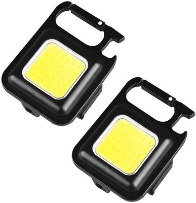 MOBIZAC USB Rechargeable COB Torch Light with Keychain Flashlight Pocket Torch PACK OF 2 Torch(Black, 5 cm, Rechargeable)
