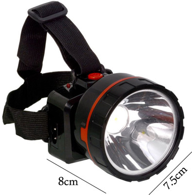 Crostal New Powerful Ultra Bright Head Torch Rechargeable Lamp 6 hrs Torch Emergency Light(Black)