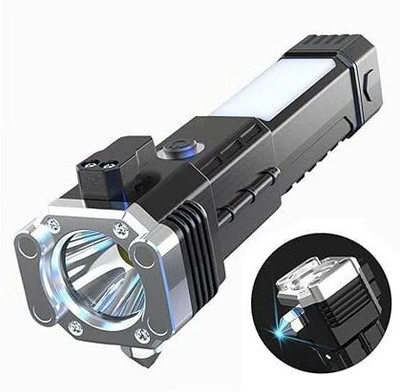 MICROBOTS LED Flashlight with Magnets, hammer with 4 in 1 option Torch Torch(Black, 15 cm, Rechargeable)