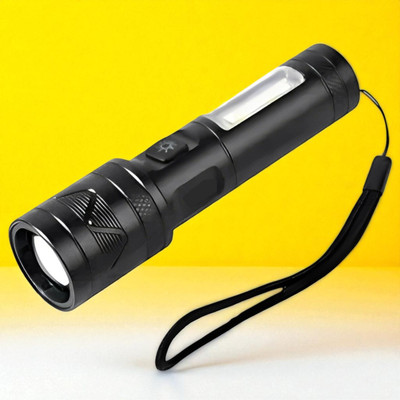 3BAAN A492 (ZOOMABLE METAL LED TORCH) 3 Modes Flashlight, Super Bright Torch(Black, 11 cm, Rechargeable)