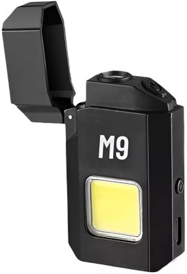 RHONNIUM Waterproof Windproof Lighter Flashlight M9-04 Cigarette Lighter, Led Light(Black)